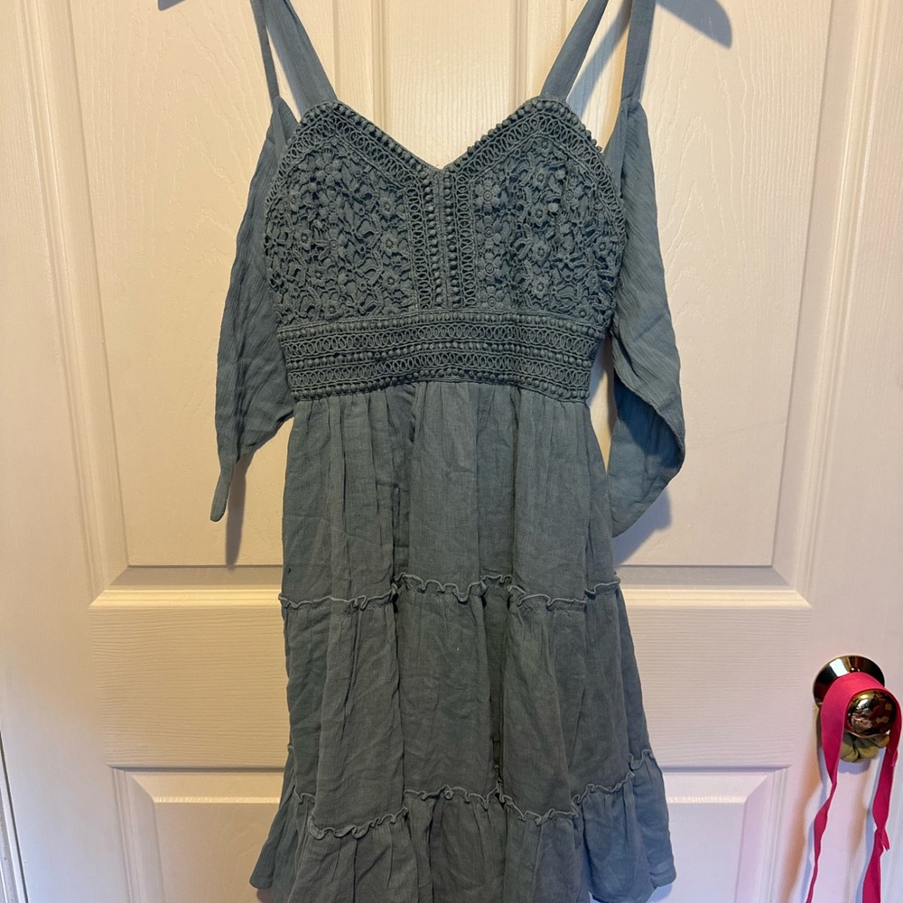 Blue Crochet Detail Dress